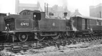 C16 no 67492 with the the SLS <I>Lothian Lines Tour</I>, visiting locations in and around Edinburgh, stands at North Leith terminus on 6 September 1958. The train is about to undertake a circuitous route from here back to its final destination at Princes Street station.<br><br>[K A Gray 06/09/1958]