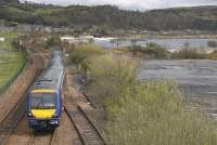 170416 runs south towards Edinburgh past the disconnected former Docks branchat Burntisland Links on 26 April 2010. The vacant area on the far right of the picture is the site of the former works/locomotive shed.<br>
<br><br>[Bill Roberton 26/04/2010]