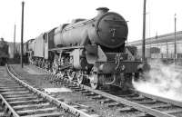 Black 5 no 45258 looking ready for action on Upperby shed on 31 May 1958  <br><br>[Robin Barbour Collection (Courtesy Bruce McCartney) 31/05/1958]