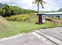 Abandoned level crossing and crossing-keeper's hut on the disused NG sugar cane railway on St Kitts. Photographed in April 2010.<br><br>[Peter Todd /04/2010]