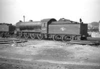 Raven B16 4-6-0 no 61411 on Neville Hill shed, Leeds, in March 1960. The locomotive was withdrawn from Mirfield in September of the following year.<br>
<br><br>[Robin Barbour Collection (Courtesy Bruce McCartney) 20/03/1960]