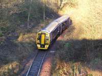 158725 runs up to <i>High Bridge</i> on the SRPS Boness & Kinneil line in January 2006 while undertaking <i>reduced adhesion</i> training with VT and FSR staff.<br><br>[James Young 25/01/2006]