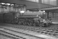 BR Standard class 5 4-6-0 no 73100 has arrived at Carlisle platform 4 with the 8.40am from Glasgow St Enoch on 22 September 1962. Built at Doncaster works in 1955, the locomotive seems to have spent its relatively short life allocated to 67A Corkerhill shed, from where it was eventually withdrawn by BR in January 1967.<br><br>[K A Gray 22/09/1962]