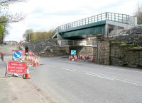 The rail bridge over the A89 on the eastern outskirts of Plains, seen here looking towards Caldercruix on 2 May 2010 with the new deck now in place.<br><br>[John Furnevel 02/05/2010]