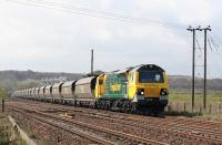 Freightliner <i>Powerhaul</i> locomotive no 70005 takes a loaded coal train bound for Longannet past Larbert Junction on 22 April 2010<br><br>[James Young 22/04/2010]