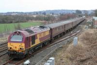 DBS 67020 stands in the loop at Whitecross on 24 March with the empty <i>Fife Circle</i> stock on one of the semi-regular <i>cleaning trips</i> to Perth<br><br>[James Young 24/03/2010]