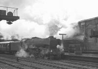 Scene at Carlisle platform 4 in August 1964 as A3 Pacific no 60084 <I>Trigo</I> prepares to head for Newcastle with the 1.40pm ex-Stranraer Harbour.<br>
<br>
<br><br>[K A Gray 22/08/1964]