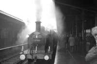 <I>Jinty</I> 47202, with 47383 tucked in behind, standing at Bury Bolton Street (note the third rail supply alongside) on 26 November 1966 waiting to take the MRTS <I>Three Counties Special</I> on the next leg of its tour to Manchester Victoria and Stockport Edgeley.<br><br>[K A Gray 26/11/1966]