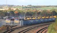 Two class 60 locos wait with their PW trains in Bathgate yard in October 2007<br><br>[James Young 17/10/2007]
