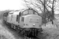 37240 has turned south off the Dunfermline - Kincardine line at Elbowend Junction and is now approaching Braeside Junction with a freight destined for RNAD Crombie in January 1993 during the last days of operations on the branch.<br><br>[Bill Roberton /01/1993]