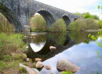 Part of the Stroan Viaduct crossing the southern edge of Loch Stroan on the former <I>Port Road</I> between New Galloway and Gatehouse of Fleet stations. View west towards Stranraer on 12 May at the point where the Black Water of Dee leaves the Loch on its way south to join the Solway Firth in Kirkcudbright Bay.<br>
<br><br>[John Furnevel 12/05/2010]