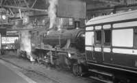 Platform 3 of Edinburgh's Princes Street station plays host to BR Standard 2-6-0 no 78046 and <I>Scottish Rambler No 4</I> on 19 April 1965, following a trip over the Balerno branch.<br><br>[K A Gray 19/04/1965]