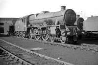 Jubilee 4-6-0 no 45596 <I>Bahamas</I> on shed at Upperby in the summer of 1960. [See image 38073]<br><br>[Robin Barbour Collection (Courtesy Bruce McCartney) 09/07/1960]