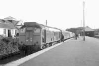 A Type 2 preparing to depart from Wick in the 1960s with a train for Inverness.<br><br>[K A Gray //]