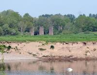 The remains of Backney Bridge over the River Wye about 3 miles north of Ross-on-Wye. Photographed on 21 May 2010.<br><br>[John Thorn 21/05/2010]