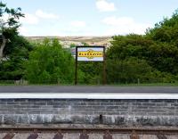 New station sign at Blaenavon High Level on the Pontypool & Blaenavon Railway - and the reason it is known as 'the High' station. May 2010.<br><br>[Peter Todd 27/05/2010]