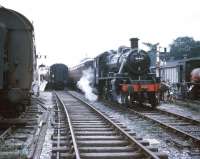 46443 with a train at Bridgnorth in the 1960s<br><br>[Robin Barbour Collection (Courtesy Bruce McCartney) //]