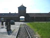 The infamous rail link running into the former Nazi extermination camp at Auschwitz II - Birkenau, Poland, seen in June 2010. After the Second World War Poland established a museum on the site of Auschwitz I and II. The museum is visited annually by three quarters of a million people.   <br>
<br><br>[Veronica Clibbery 06/06/2010]