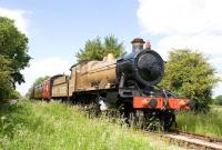 5322 in ROD wartime khaki livery with a train on the Swindon & Cricklade Railway's Mouldon Hill Extension on 12 June 2010 en route to Hayes Knoll<br>
<br><br>[Peter Todd 12/06/2010]