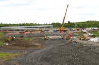 <I>Now that's what I call a footbridge...</I> View south from the A89 on 14 June 2010 over the works at the new Blackridge (to the east of the former Westcraigs).<br><br>[John Furnevel 14/06/2010]