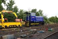 Recently overhauled Fowler 0-6-0DH <I>Blunsdon</I> at Hayes Knoll on 19 June 2010, standing alongside a traditional steam shed wheelbarrow arrangement.<br><br>[Peter Todd 19/06/2010]