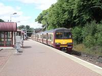 The driver of 320 318 has just switched from tail to driving lights in readiness to depart Balloch for Airdrie on 14 June. Twelve years on from a visit in 1998 [see image 21990] and little has changed apart from the livery of the 320. <br>
<br><br>[David Panton 14/06/2010]