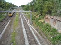 Site of the former Ibrox station on 15 June 2010, looking west towards Paisley Gilmour Street.<br><br>[David Panton 15/06/2010]