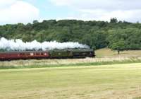 Following the serious failure on the re-run of the <I>Cotton Mill Express</I> on 13 February 2010, <I>Scots Guardsman</I> returned to the charter circuit on 19 June heading up the <I>Lakelander</I> on the Carnforth to Ravenglass leg of the tour. The charter had started at Birmingham International.<br>
<br><br>[John McIntyre 19/06/2010]