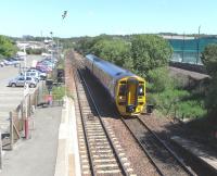 Complete with seagull escort, unit 158 729 approaches Cumbernauld on 17 June 2010 with a Falkirk Grahamston - Glasgow Queen Street service.<br><br>[David Panton 17/06/2010]