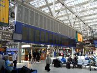 A power failure at the main departure board at Glasgow Central on 19 <br>
June and I'm sure somebody has been sent out for throat pastilles for the the station announcer who is is going literally non-stop. This couldn't have happened a generation ago: [see image 17775].<br>
<br><br>[David Panton 19/06/2010]