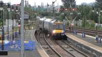 Arrival at Stirling on 16 June 2010. 170 396 runs into platform 6 on a Glasgow Queen Street - Alloa service.<br><br>[David Panton 16/06/2010]