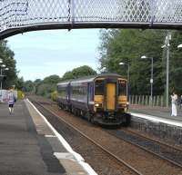 156 492 arrives at West Calder with a stopping service for Edinburgh on 16 June 2010<br><br>[David Panton 16/06/2010]