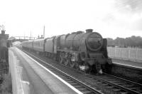 Patriot class no 45527 <I>Southport</I> on a Carlisle - Glasgow stopping train calls at Annan around 1963. <br><br>[Robin Barbour Collection (Courtesy Bruce McCartney) //1963]