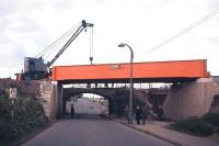 In the early summer of 1966 a new bridge is put in place to carry the Coltbridge Junction-Leith North line across Ferry Road at Crewe Toll. The line closed 15 months later.<br><br>[Frank Spaven Collection (Courtesy David Spaven) //1966]