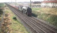 A2 Pacific no 60528 <I>Tudor Minstrel</I> passing Broomhall on the north western approach to Saughton Junction in the summer of 1959 heading for Waverley.<br><br>[A Snapper (Courtesy Bruce McCartney) 25/07/1959]