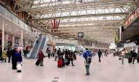 The concourse at Waterloo station with an artist's impression of the new balcony [see news item].<br><br>[Network Rail /05/2012]