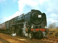 Britannia Pacific no 70032 <I>Tennyson</I> on the Carlisle goods lines heading for Upperby with <I>Scottish Rambler no 6</I> on 26 March 1967 after bringing the special south from Glasgow Central.<br><br>[Bruce McCartney 26/03/1967]