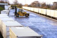 The container area and private siding serving Kaimes landfill site - between Curriehill and Kirknewton - which took Edinburgh's waste by rail from Powderhall [see image 11950] prior to the switch to Oxwellmains in 1998.<br><br>[David Spaven //]