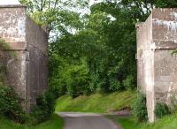 Built to last. The remains of an overbridge crossing the Dunbog Farm next the A913, east of Lindores in North Fife, photographed in July 2010. The line was closed completely in 1964.<br>
 <br>
<br><br>[Brian Forbes /07/2010]