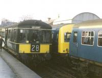 Last day at Corstorphine on 30 December 1967, with a DMU preparing to leave for North Berwick.<br><br>[Jim Peebles 30/12/1967]