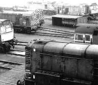 A crowded shed yard at Ayr, seen from the footbridge in June 1970, with D3910 the only number readable.<br><br>[John Furnevel 19/06/1970]