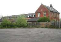 The rear (platform side) of the large former station at Ripon, seen looking west from the goods yard in April 2009. Closed to passengers in 1967 the building has since been converted to residential accommodation. <br><br>[John Furnevel 24/04/2009]