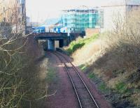 Looking west towards the remains of Easter Road station in January 2003.<br><br>[John Furnevel 12/01/2003]