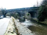 Viaduct on the original Canal Street - Granton Harbour line crossing the Water of Leith. View west along Warriston Road in 2010, with Warriston Junction off to the right. <br><br>[John Furnevel 10/03/2003]