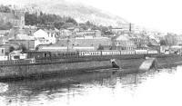 A Glasgow train leaving Fort William (old) station in the summer of 1970 running alongside Loch Linnhe.<br><br>[John Furnevel 15/07/1970]