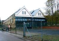 The abandoned former station at Richmond, North Yorkshire, seen here unoccupied in November 2004, following closure of the garden centre that had previously operated from the site. [See image 25318]<br><br>[John Furnevel 02/11/2004]