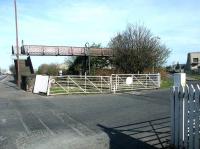 Gates that have seen better days. Seafield level crossing looking west toward Leith South yard in April 2004. [See image 4254]<br><br>[John Furnevel 28/04/2004]