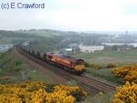 Empty coal train heads south for the Forth Bridge.<br><br>[Ewan Crawford //]