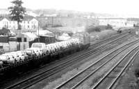 Class 40 no 40049 passing Saughton Junction with cars for Bathgate in the summer of 1981.<br><br>[John Furnevel 15/07/1981]