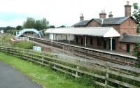 Annan Station looking northwest in 2002. Annan SB stands in the left background.<br><br>[John Furnevel /07/2002]